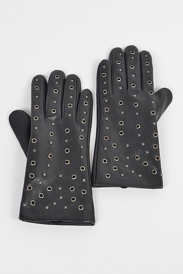 Eyelet Faux Leather Gloves